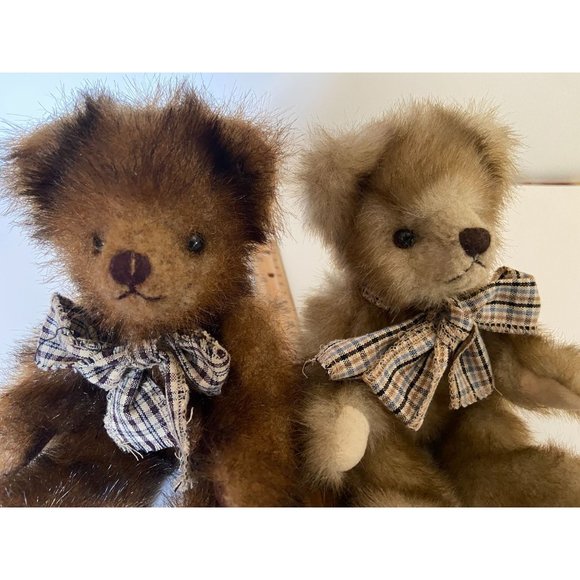 Unipak Design Two Brown Teddy Bears Stuffed  9" - Picture 1 of 12